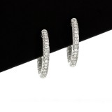 2.20 Cts. 14K White Gold Inside Out Small Diamond Hoop Earrings